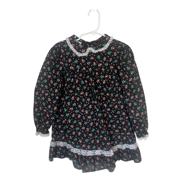 Vintage Girl’s Floral Dress Peter Pan Lace Collar Winnie the Pooh size 6 - Picture 1 of 4